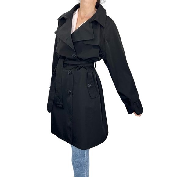 NWT Rebecca Minkoff classic black double breasted belted boxy trench coat L - Picture 1 of 16